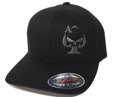 Ace of Spades Sniper Embroidered FLEXFIT Black Cap Hat, 5001
