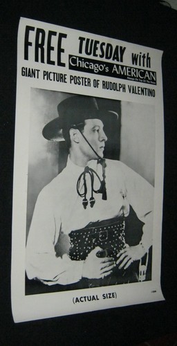 Original CHICAGO'S AMERICAN RUDOLPH VALENTINO Subway Train Mall Poster 26X42 1/2