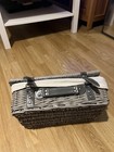 Wicker Hamper Gray with Cloth interior