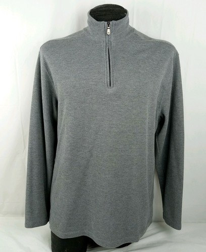 JOE Joseph Abboud Sweater XL Herren grau LS 1/4 Zip Mock Neck Micro Ribbed Pullover - Bild 1 von 8
