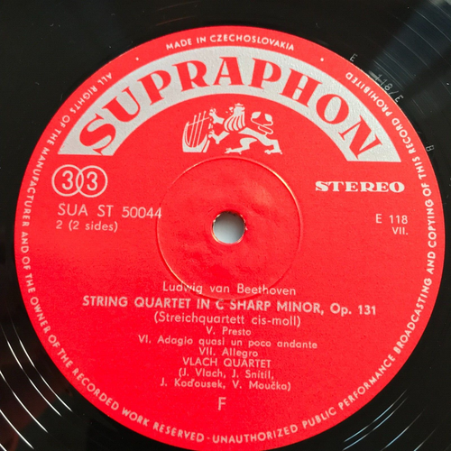 Beethoven String Quartet VLACH Quartet Supraphon RED Stereo LP - Picture 3 of 5