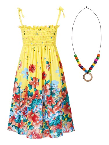 Mädchen Kleid Ärmellos Sommerkleid Rüschen Blumen Bohemien Kleider Trägerkleid - Picture 128 of 151