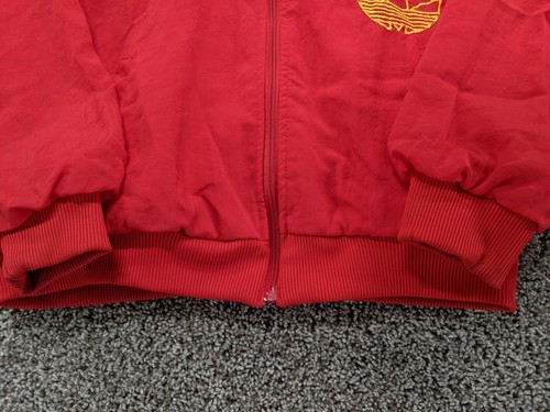 Vintage 80's Adidas Track Jacket Lined Colorblock Trefoil Red Black Gold Medium - Picture 5 of 14