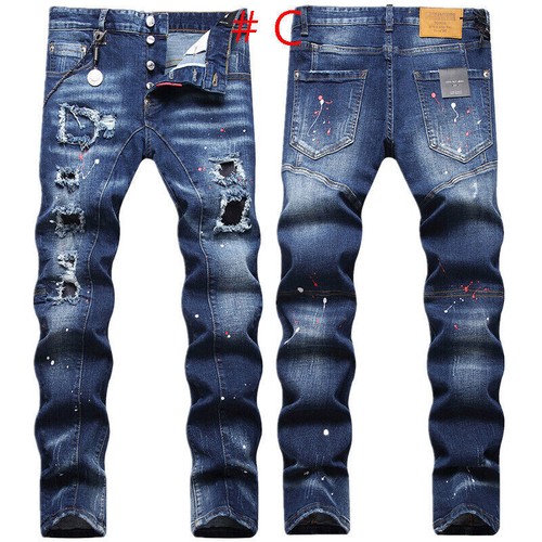 Jeans uomo casual slim fit skinny denim pantaloni strappati patchwork streetwear*jeans - Foto 14 di 31