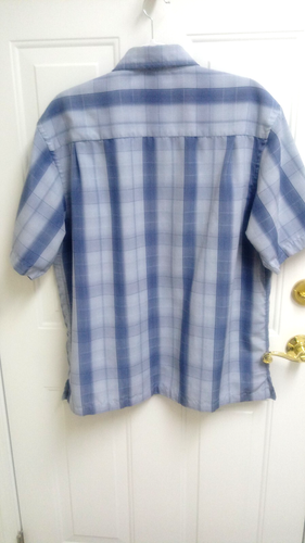 MICHAEL BRANDON, MENS CASUAL SHIRT, 16 1/2, BLUE PLAID, POLESTER, EXC. CONDITION - Picture 2 of 3
