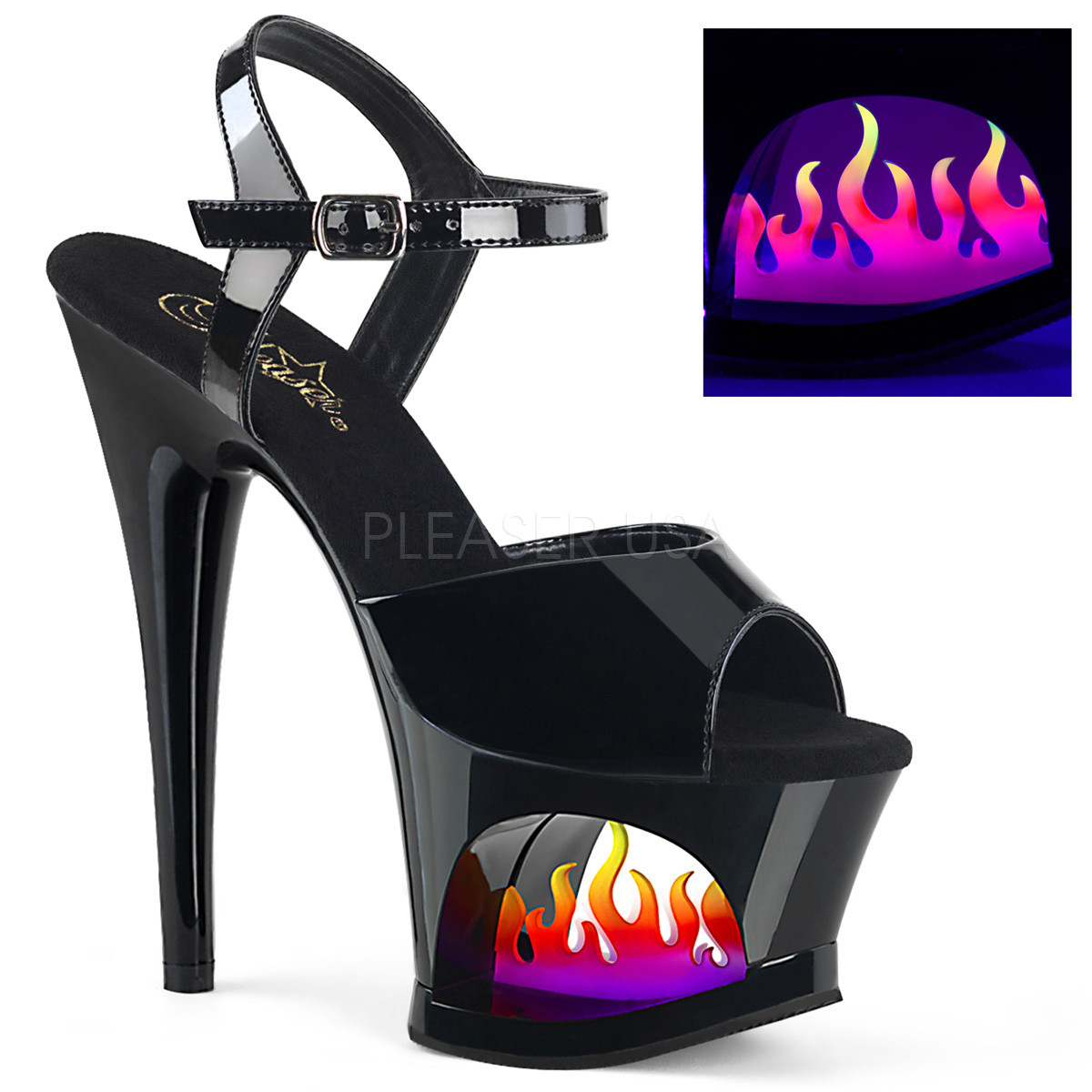 Pleaser MOON-709FLM nero Ombre Heels Flaming Cut-Out Platform Sandals n ° 1 online Pleaser MOON-709FLM nero Ombre Heels Flaming Cut-Out Platform Platform Platform Sandals Garanzia di vestibilità al 100%