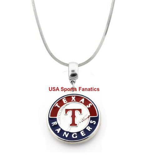 MLB - Texas Rangers Team Logo Pendant Necklace With A 925 Snake Chain (4 Sizes) - Picture 1 of 2