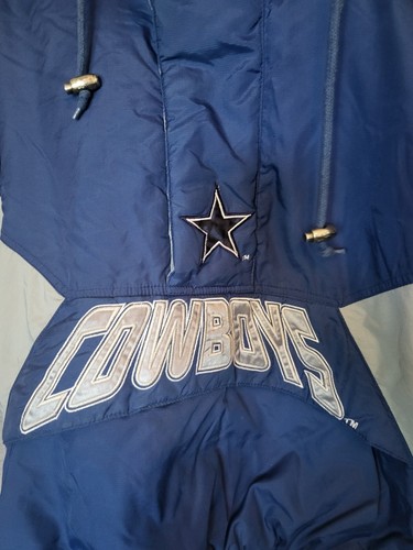 VINTAGE 90's DALLAS COWBOYS NFL STARTER 1/2 ZIP PULLOVER HOODED JACKET M - Picture 2 of 8