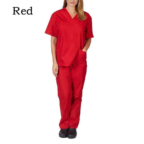 2Pcs Unisex Medical Doctor Nursing Scrub Set Top Long Pants Hospital Uniform UK - Picture 17 of 63