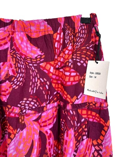 Japna Junior's High Waist Midi Skirt Colorful Printed Pull On Size M Pink Multi - Picture 4 of 7
