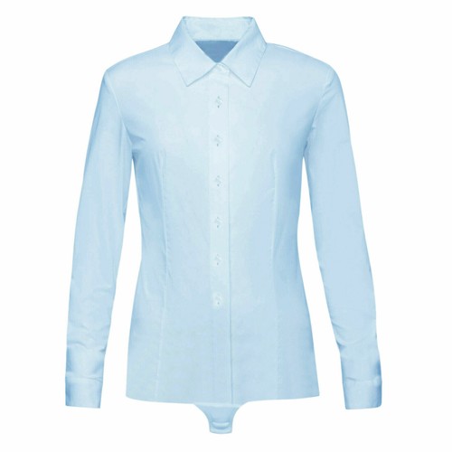 Damen Body Hemd Baumwolle Casual Bluse Slim Fit Schwarz Weiß Stretch - Bild 6 von 18