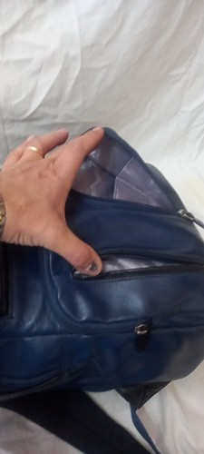 PIQUADRO BLUE LEATHER BACKPACK - Picture 4 of 14