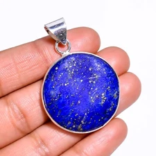 Lapis Lazuli Pendant Handmade Round Lapis Lazuli 925 Sterling Silver A-49