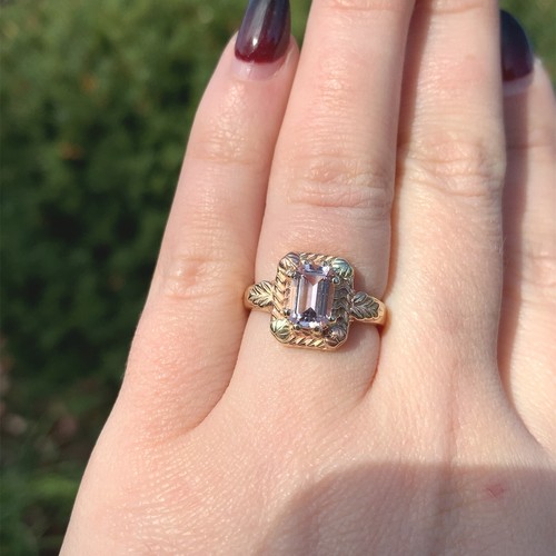 10k Tri-Color Gold Ring with 1.06 Carat Pink Genuine Natural Morganite (#J6465) - Picture 8 of 10