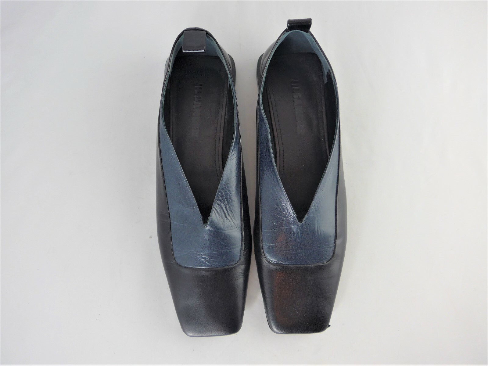 Jil Sander navy & schwarz leather flat schuhe Größe UK5.5 US7.5 Jil Sander navy & schwarz leather flat schuhe Größe UK5.5 US7.5