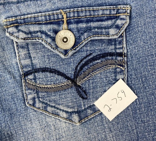 Pantalones de mezclilla LEI ASHLEY Lowrise corte bota juniors talla 3 bordados 5 bolsillos elásticos BONITOS - Imagen 19 de 19
