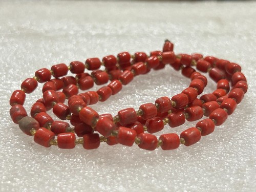 VINTAGE RED CORAL STONE RELIGIOUS PRAYER 111 BEADS NECKLACE HAND BRACELET MALA - Picture 15 of 16