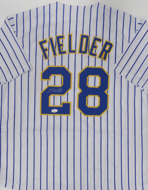 Brewers All Star PRINCE FIELDER Signed Custom Replica PINSTRIPE Jersey AUTO JSA Brewers All Star PRINCE FIELDER Signed Custom Replica PINSTRIPE Jersey AUTO JSA