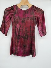 Alice+Olivia Shift Silk Purple Multicolor Mini Dress boat neck 3/4 sleeve SZ S?