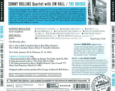 SONNY ROLLINS - BRIDGE [BONUS TRACKS] [REMASTERED] NEW CD