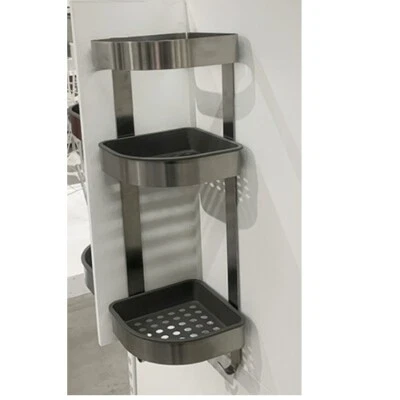 Ikea BROGRUND Shower Rack Stainless Steel 3 Tier Bathroom Corner Wall Shelf