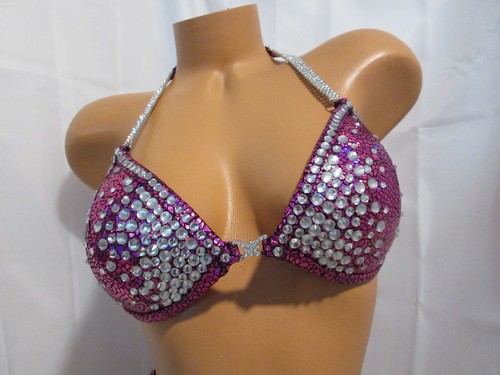 Npc COMPETITION WELLNESS Bikini suit purple  34D  Small Bottom - Picture 2 of 4