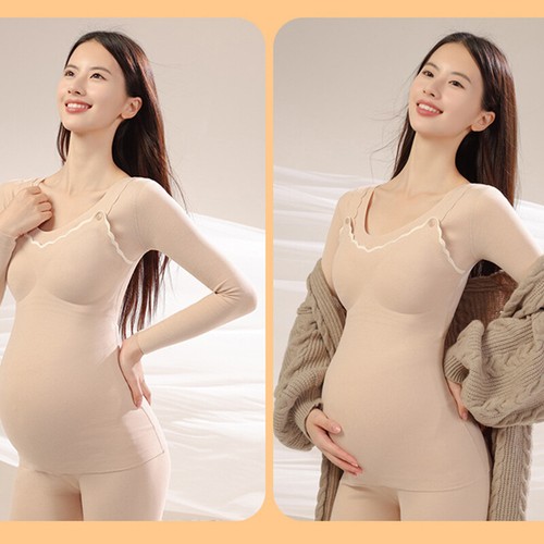 Pregnant Women Thicken Warm Bra Free Thermal Underwear Set Sleeve and Pants Long - Bild 20 von 24