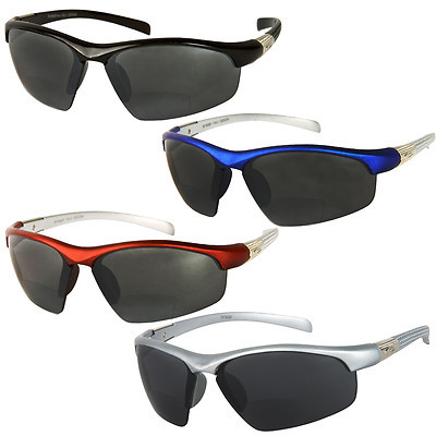 Bifocal Sunglasses Black Fishing Sports Wrap Around UV Protection Cat 3 Lenses