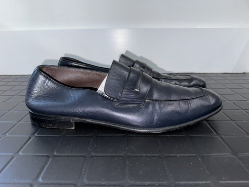 Ermenegildo Zegna Loafers, NAVY BLUE LEATHER L'ASOLA LOAFERS - Picture 3 of 6
