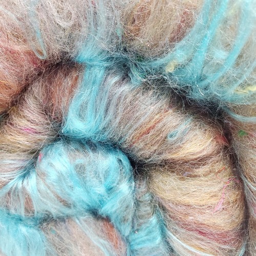 Carded Art Batt 3.25 Oz Merino Top Wool Hand Dye Alpaca Silk Fiber Multicolor - Picture 3 of 18