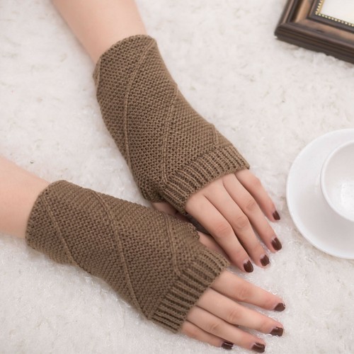 Damen Mädchen Strick Warmhalten Winter Handschuhe Arm Fingerlos Weich Welle Warm Fäustlinge - Bild 19 von 23