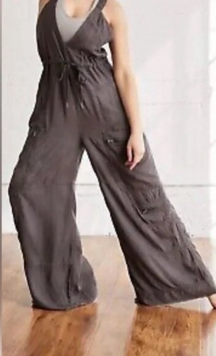 Free People Movement Cargo Overalls Jumpsuit Wide Leg Gray Southern Lights - Picture 2 of 9