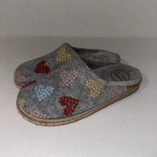 Toni Pons Slippers Womens US 7 Gray Patchwork Hearts Cute Slippers