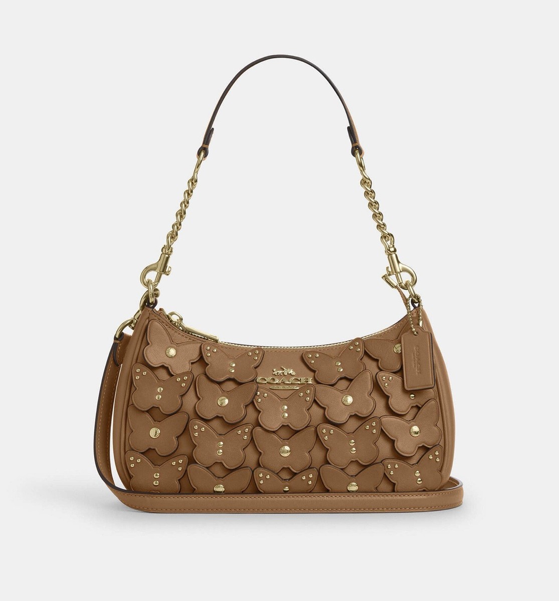 NWT COACH CAJ97 Teri Shoulder Bag With Butterfly Applique Leather