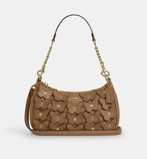 NWT COACH CAJ97 Teri Shoulder Bag With Butterfly Applique Leather Honey Brown