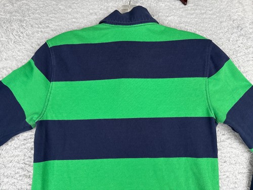 Ralph Lauren Sport Polo Shirt Youth Small Green Stripe 100% Cotton Long Sleeve - Picture 13 of 14