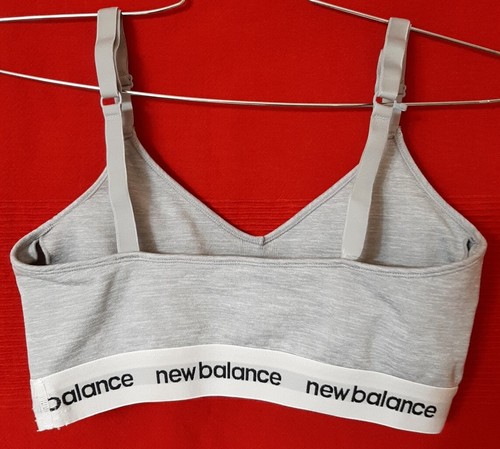 Sujetador deportivo New Balance gris suéter correa ajustable elástico para niñas talla L - Imagen 5 de 6
