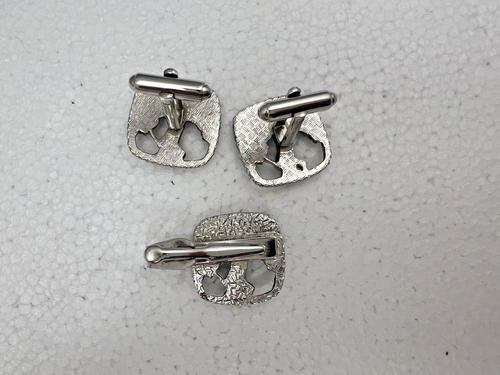VINTAGE Golfer Driver Relief Szene silberfarbene Manschettenknöpfe & Krawattenstange SCHNELLER VERSAND! - Bild 3 von 4