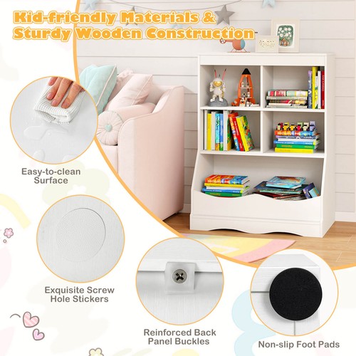 Organizador de exhibición de gabinete de almacenamiento gabinete de almacenamiento para librería infantil de 3 niveles blanco - Imagen 9 de 9