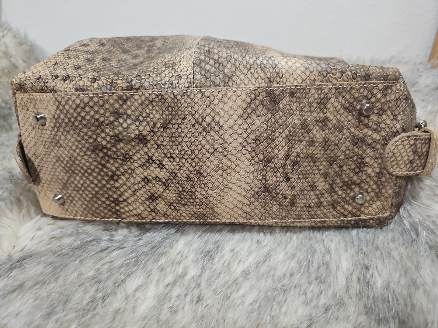 Furla Python Embossed Leather Hand Bag - image 4