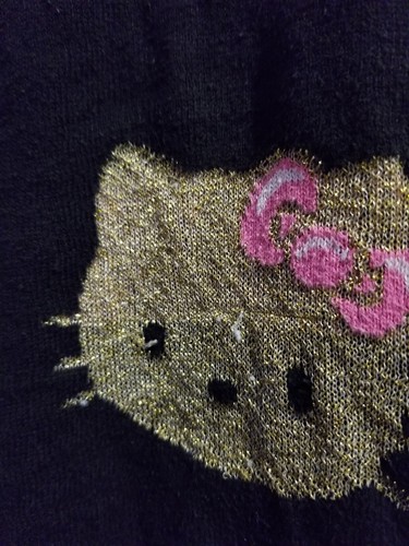 SANRIO HELLO KITTY Girls Head Black & Gold Knitted Pullover Sweater XL - Picture 7 of 10