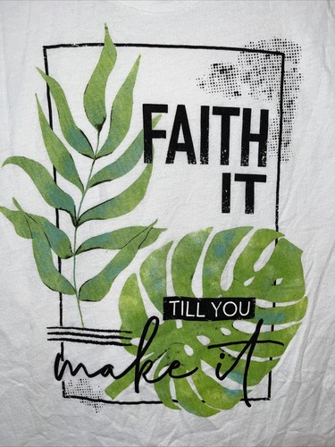 Love in Faith Tee Womens Small White Short Sleeve Faith It Till You Make It - Imagen 2 de 4