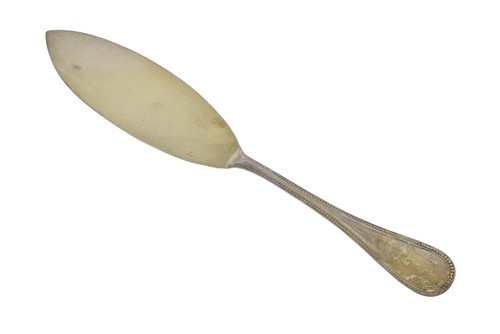 Perles by Christofle France Silverplate 11 1/8" Large Solid Fish Serving Knife - Picture 1 of 3