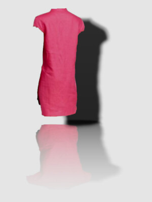 $209 Neiman Marcus Women's Pink Short Cap Sleeve Linen Shift Dress Size  Large