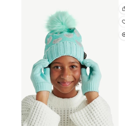 Justice Girls Sequin Beanie Hat with Pom and Gloves, 2-Piece Set GREEN NEW - Picture 5 of 13