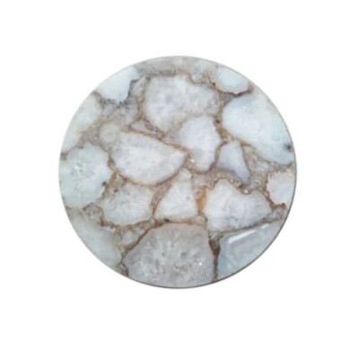 15''x15'' White Salt Agate Coffee , Side End Table Top handmade Decorative Table