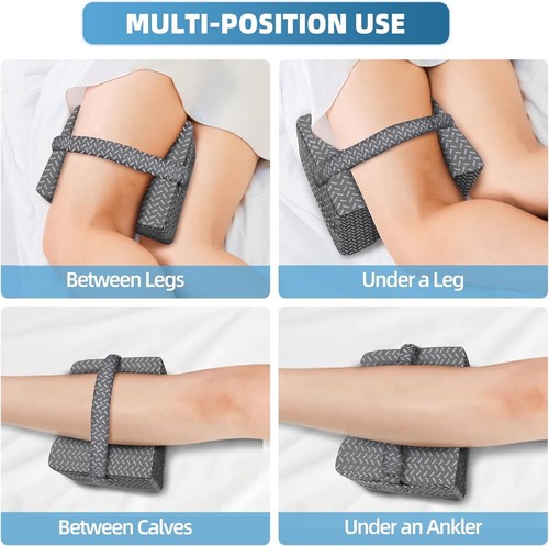 Almohada de espuma viscoelástica para rodilleras para dormir de lado alivio del dolor de rodilla y cadera con correa - Imagen 3 de 7