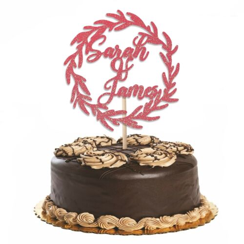 Cake topper matrimonio PERSONALIZZATO coppia nome glitter decorazione torta ricordo - Foto 11 di 12