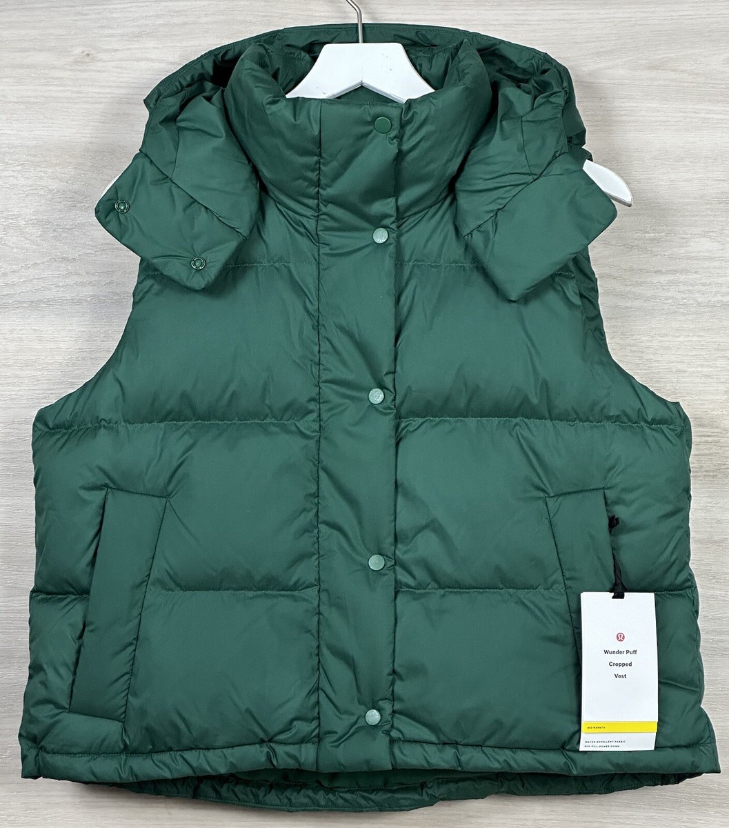 Lululemon Wunder Puff Cropped Vest 600 Fill Size 8 Everglade