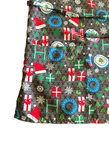 Cassandra O Ho Ho Christmas Print Scrub Top Size XL Pockets V Neck - Picture 4 of 7